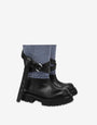 Denim and calf ankle boots