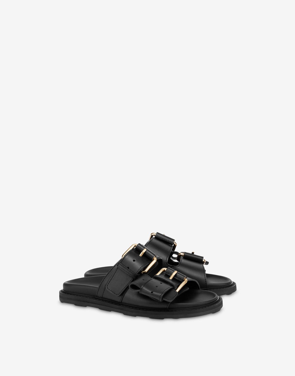 Calf sandals Black Moschino 0
