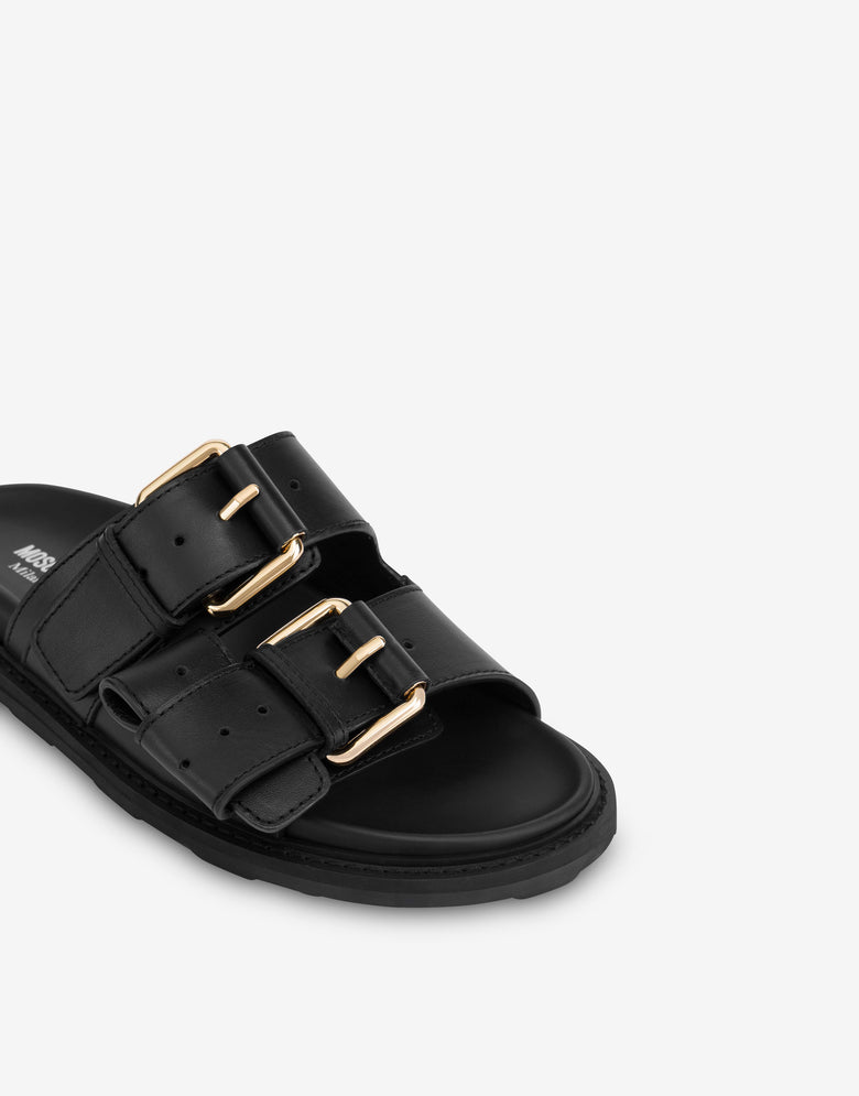 Calf sandals Black Moschino 3