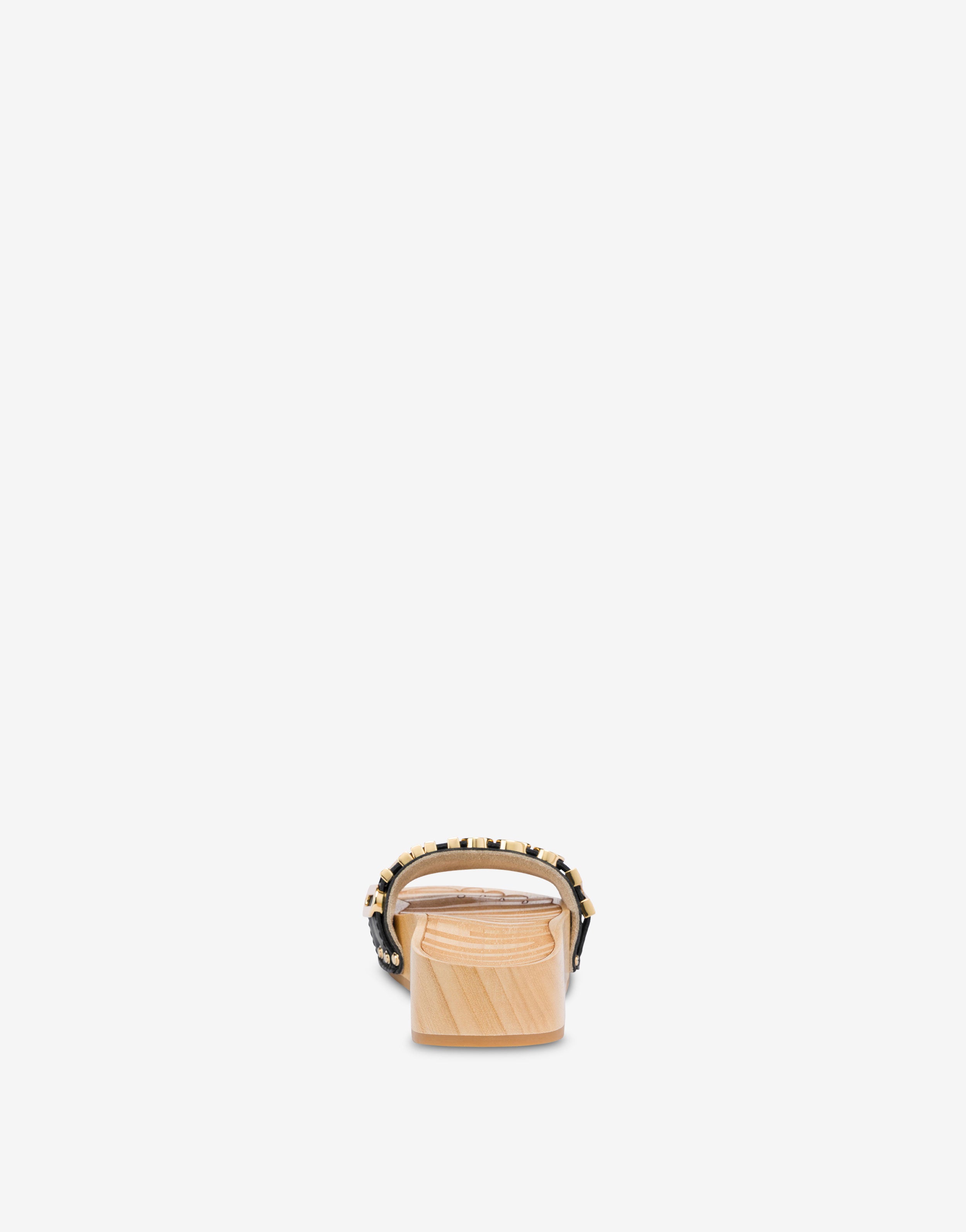 Sandals in calfskin and wood | Moschino