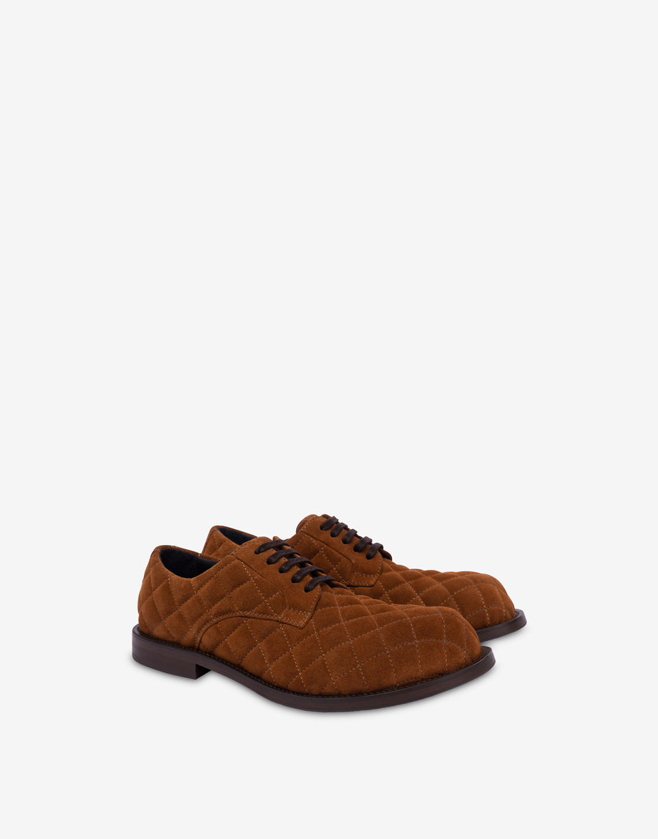 Quilted suede derby Brown Moschino 0