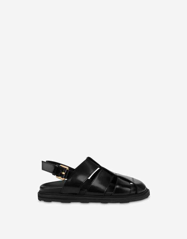 Sandals in brushed calf leather Sporty Black Moschino 1