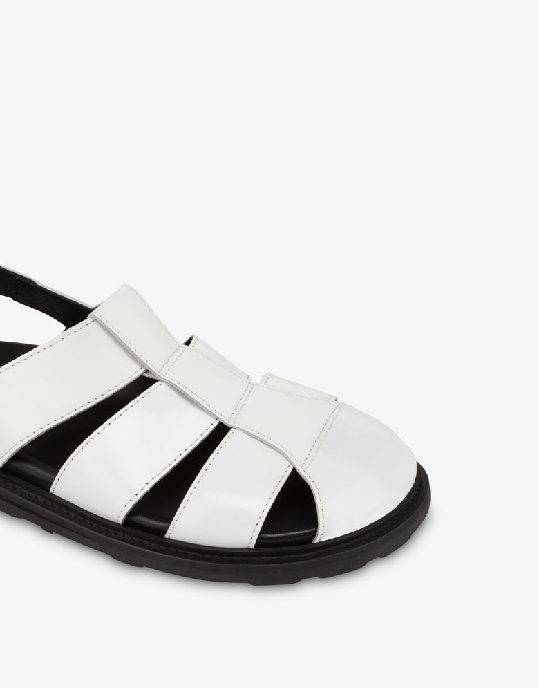Sandalias de piel de becerro cepillada Sporty Blanco Moschino 3