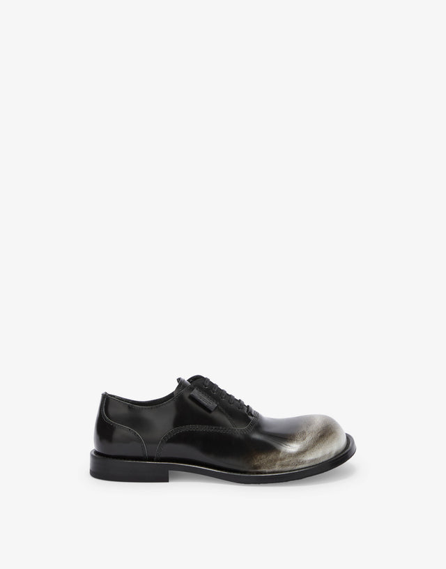 Two-tone brushed calfskin derbies Black Moschino 1