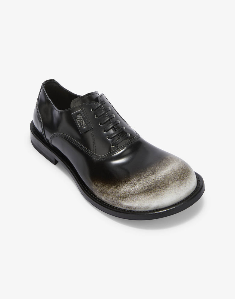 Two-tone brushed calfskin derbies Black Moschino 3