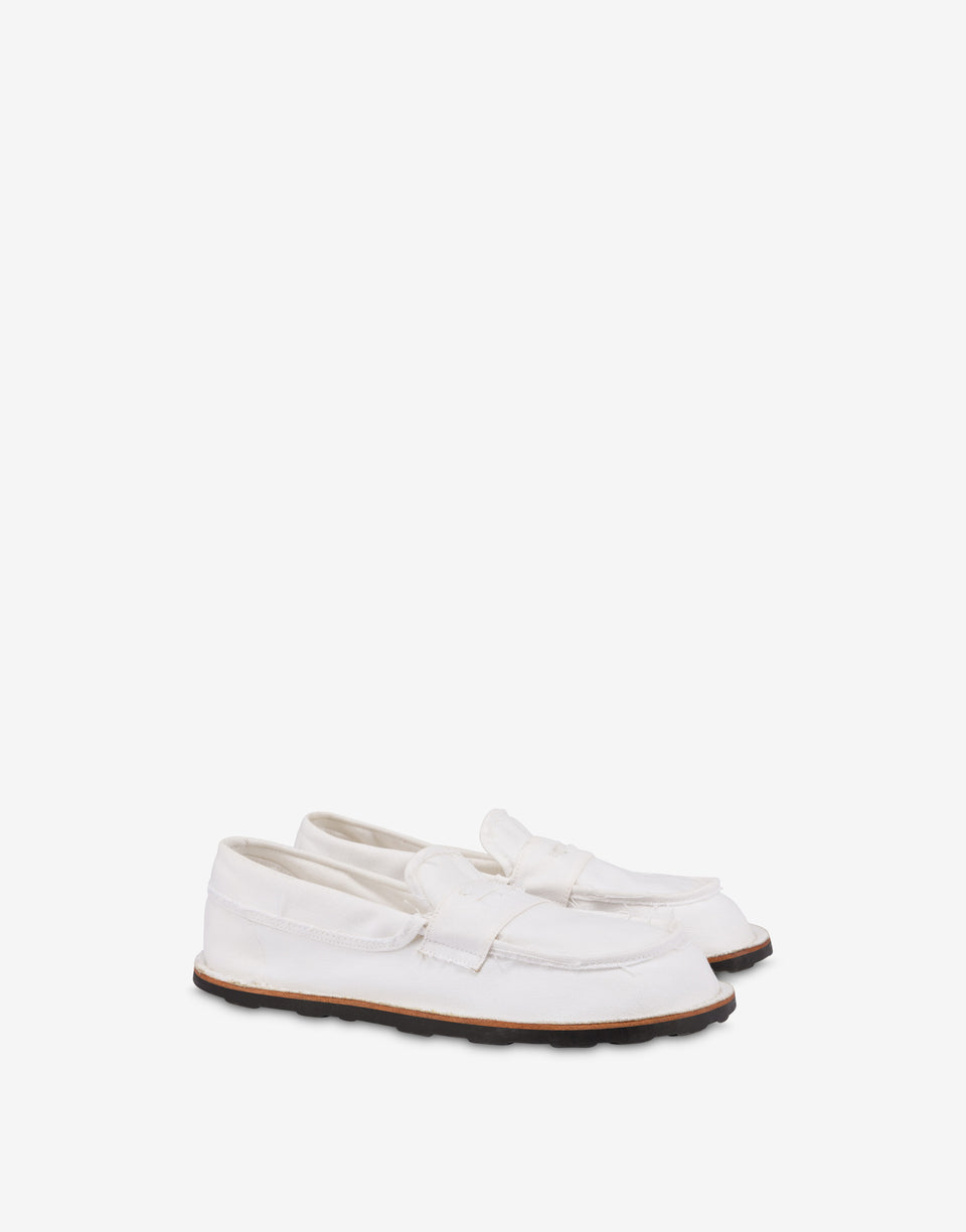 Loafers in canvas Desert College White Moschino 0