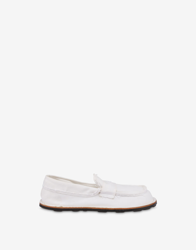 Loafers in canvas Desert College White Moschino 1