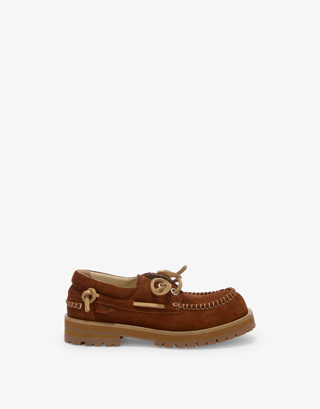 Suede boat loafers Brown Moschino 1