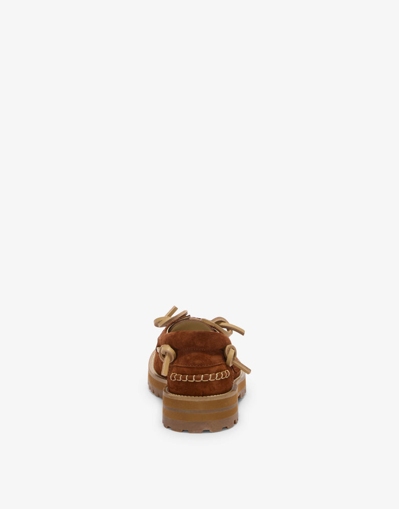 Suede boat loafers Brown Moschino 2