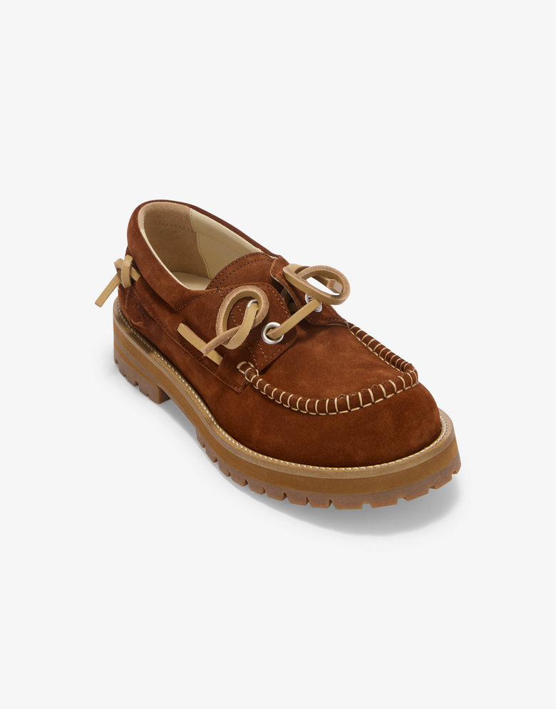 Suede boat loafers Brown Moschino 3