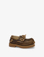 Aged calfskin boat loafers