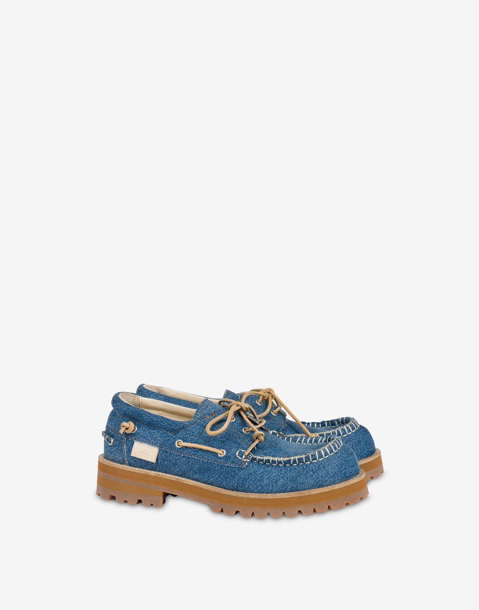 Mocasines náuticos de denim Blue Denim Moschino 0
