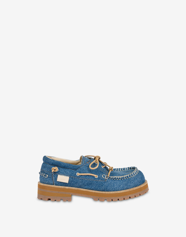 Mocasines náuticos de denim Blue Denim Moschino 1