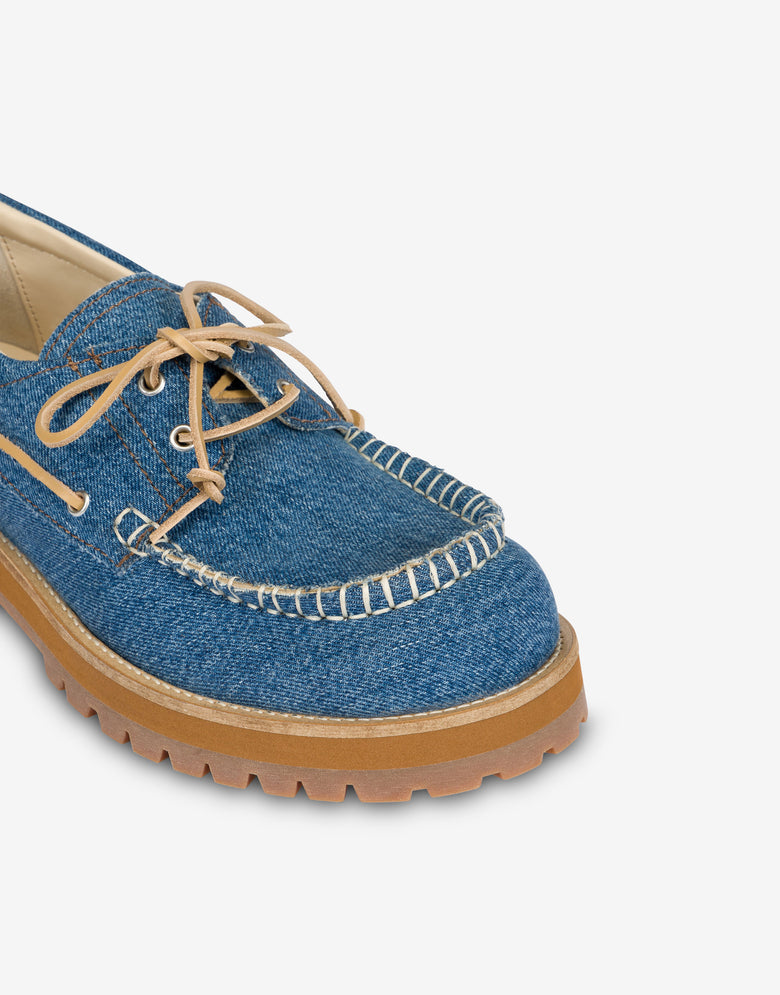 Mocasines náuticos de denim Blue Denim Moschino 3