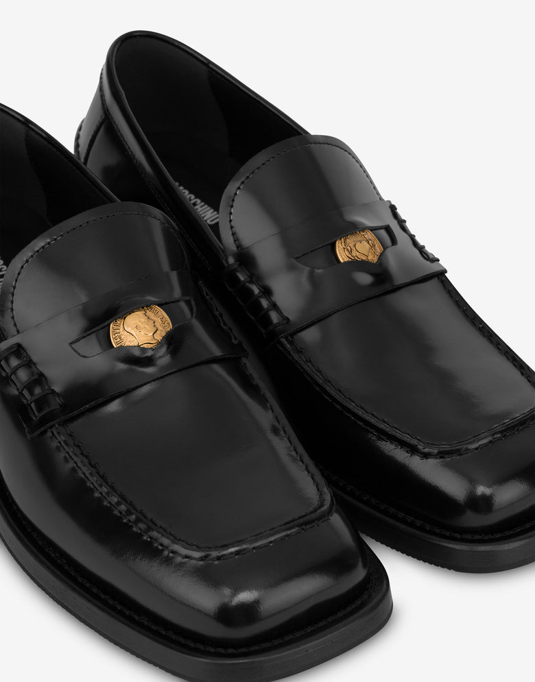 Moccasins in brushed calfskin Black Moschino 3