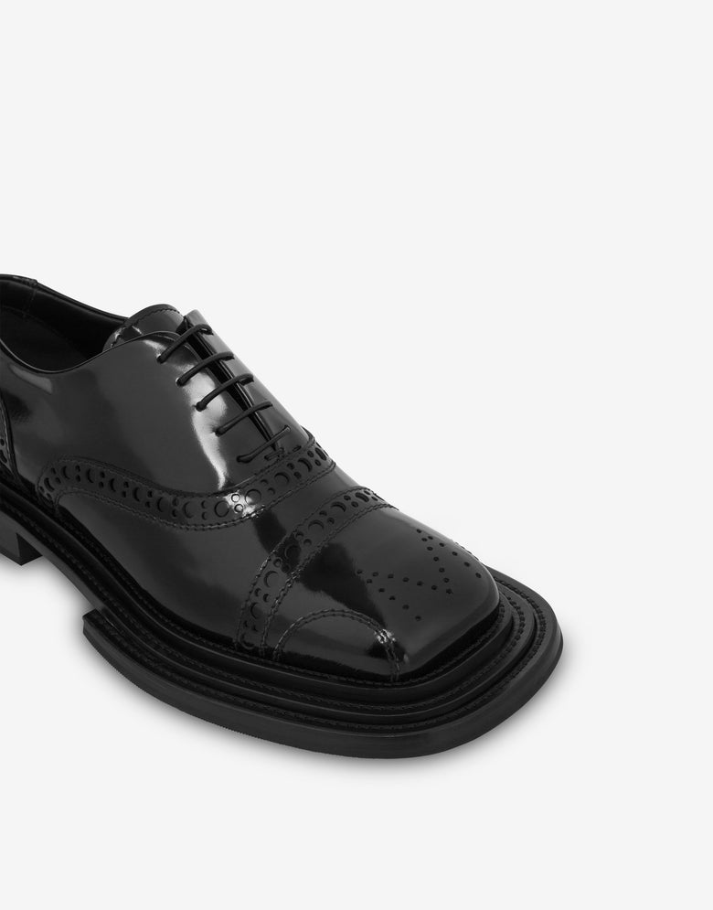 刷面小牛皮德比鞋 黑色 Moschino 3