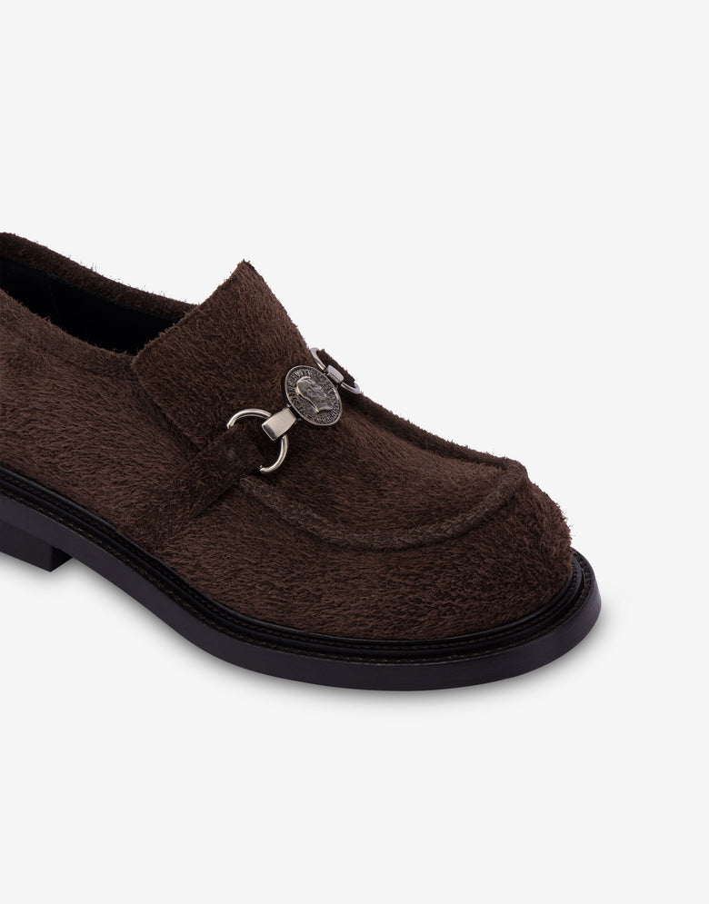Suede college loafers Dark brown Moschino 3