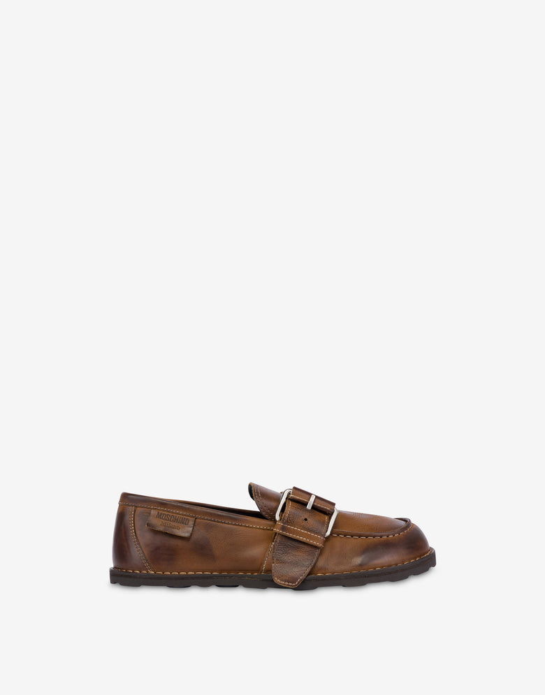 Mocasines de piel de becerro envejecida Marrón Moschino 1