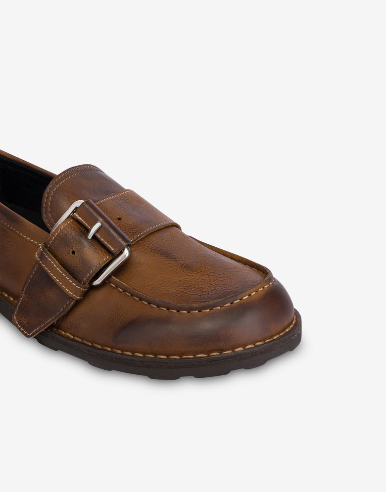 Mocasines de piel de becerro envejecida Marrón Moschino 3