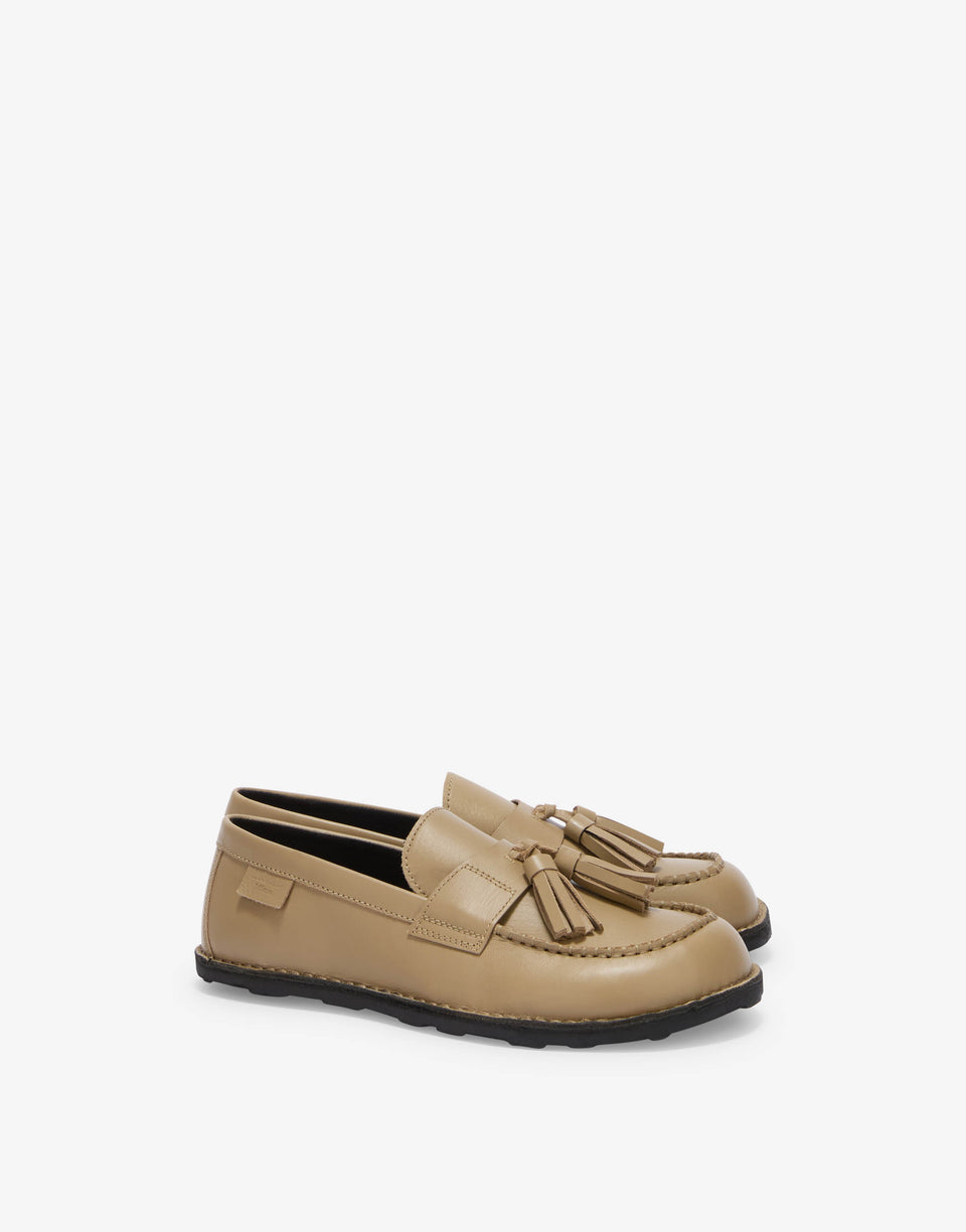 Calfskin loafers Beige Moschino 0