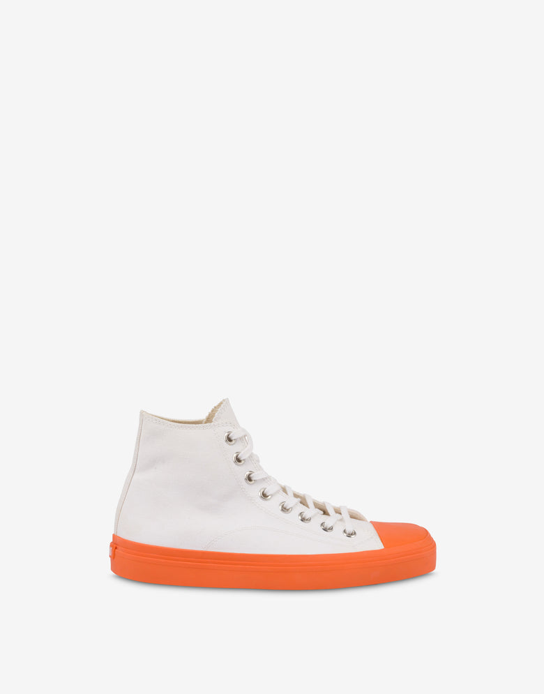 High-top sneakers in canvas Edge White Moschino 1