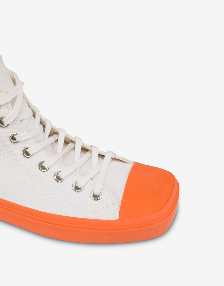 High-top sneakers in canvas Edge White Moschino 3
