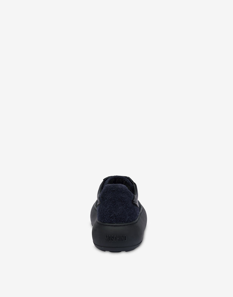 Suede and calfskin trainers Black Moschino 2