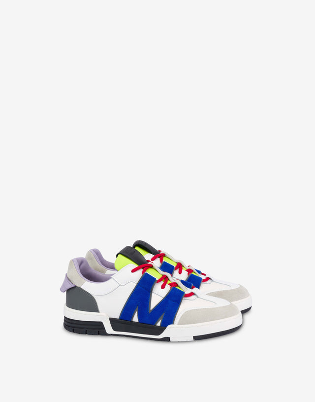 Calfskin and suede sneakers White Moschino 0