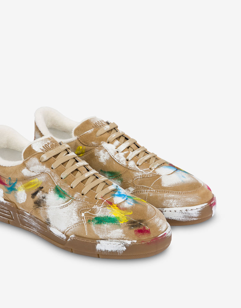 麂皮运动鞋 米色 Moschino 3