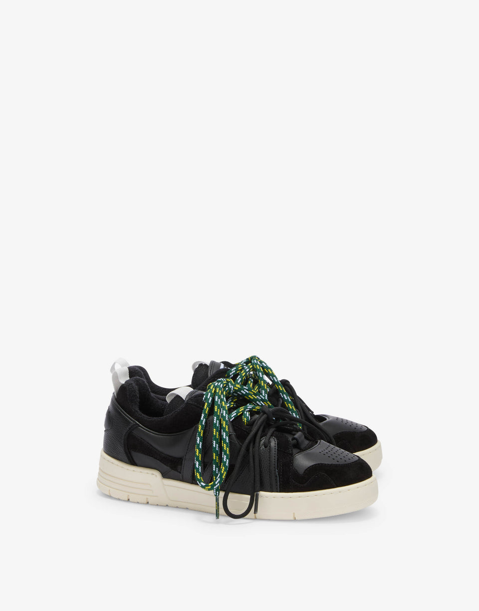 Zapatillas de piel de becerro y ante Negro Moschino 0