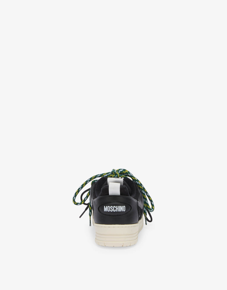 Zapatillas de piel de becerro y ante Negro Moschino 2