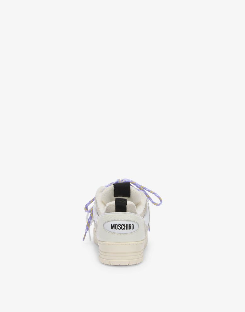 Zapatillas de piel de becerro y ante Blanco Moschino 2