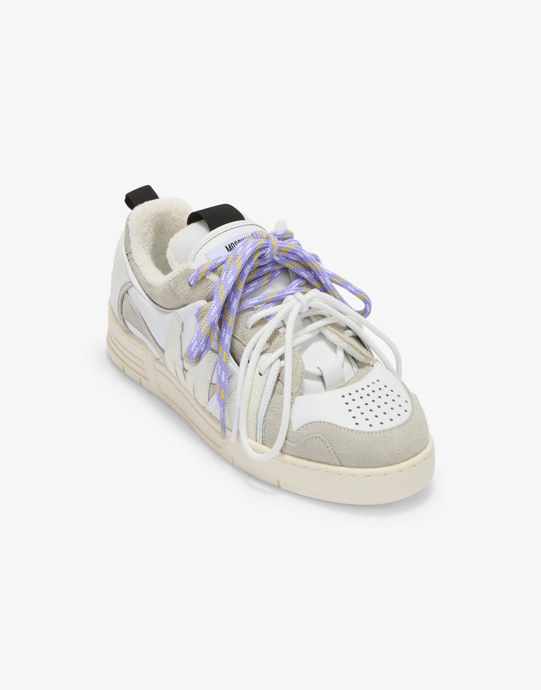 Zapatillas de piel de becerro y ante Blanco Moschino 3