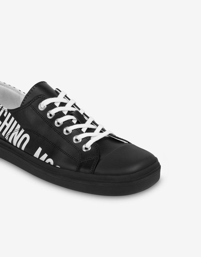 Printed calfskin sneakers Black Moschino 3
