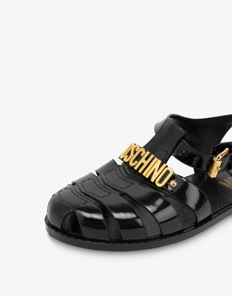 Sandalias Jelly con logo Lettering Negro Moschino 3
