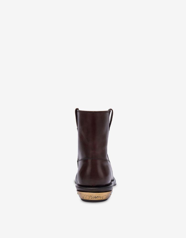Calfskin ankle boots Brown Moschino 2