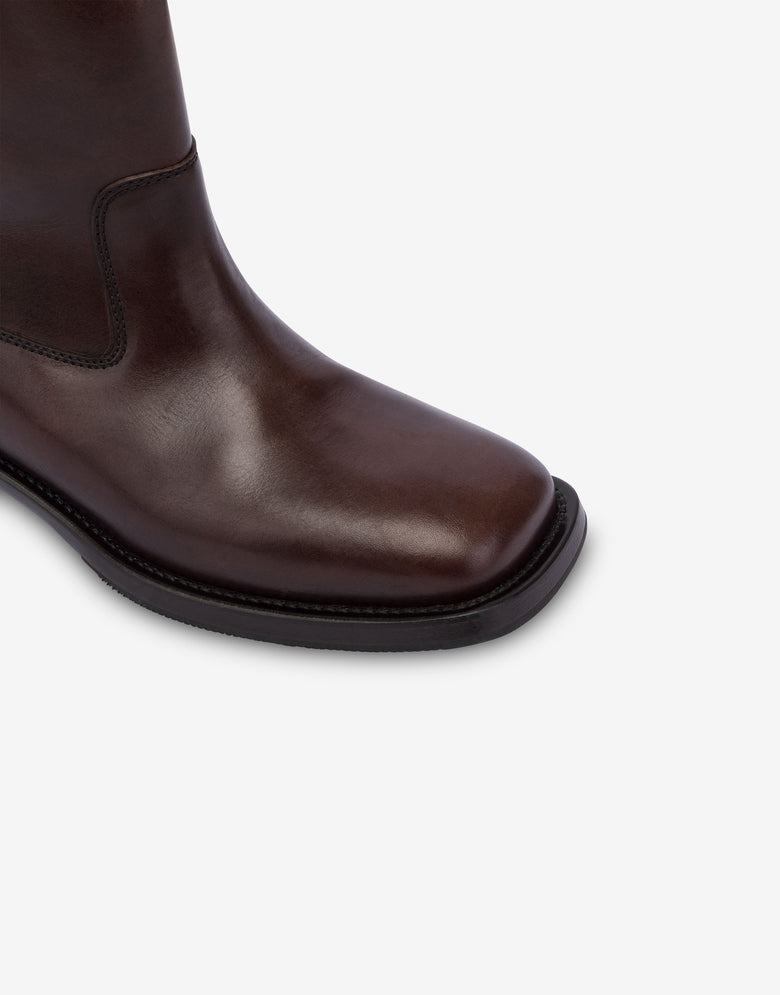 Calfskin ankle boots Brown Moschino 3
