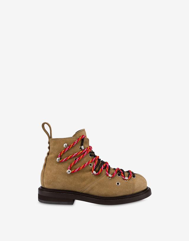 Oliver suede trekking boots Beige Moschino 0