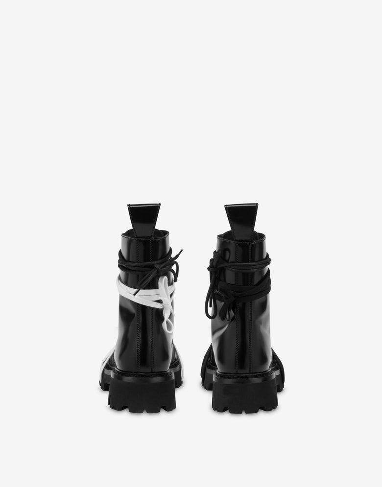 刷面小牛皮机车靴 黑色 Moschino 3