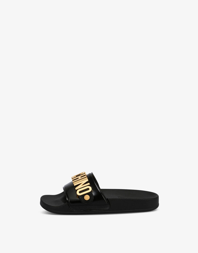 PVC Lettering Logo泳池拖鞋 黑色 Moschino 1