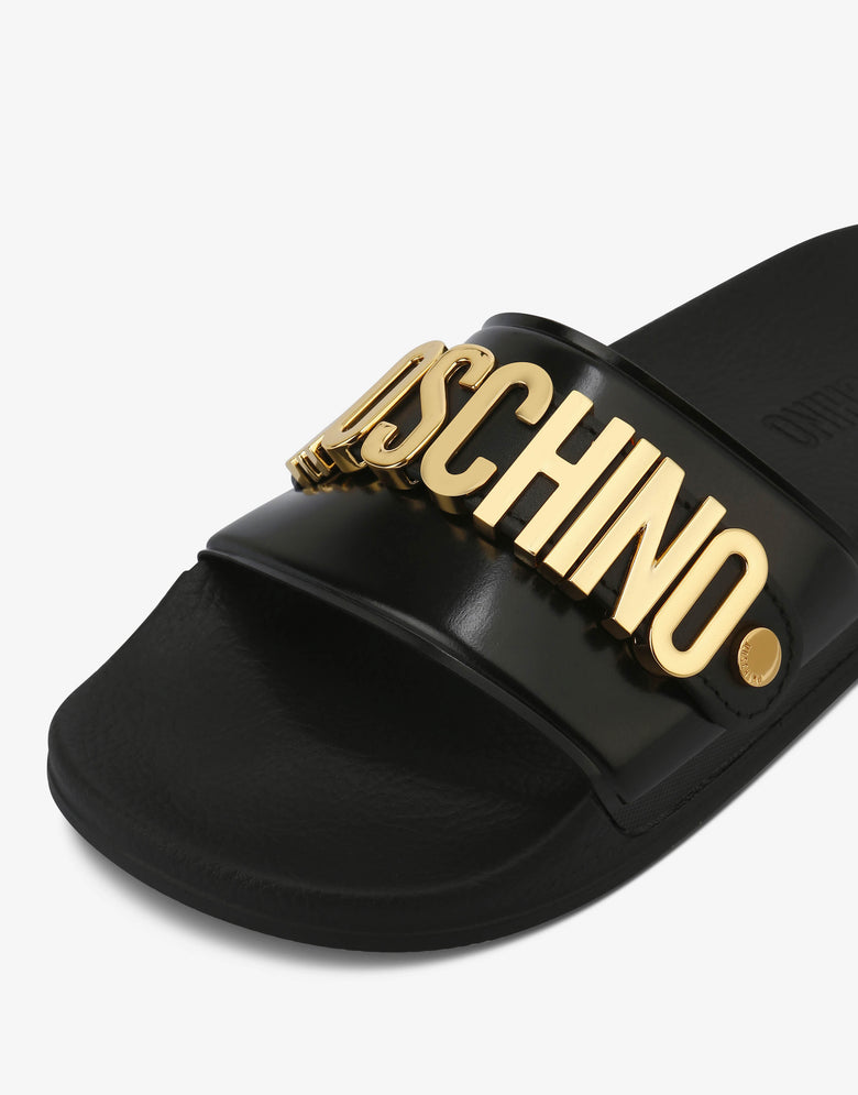 Chanclas de PVC con Logo Lettering Negro Moschino 3