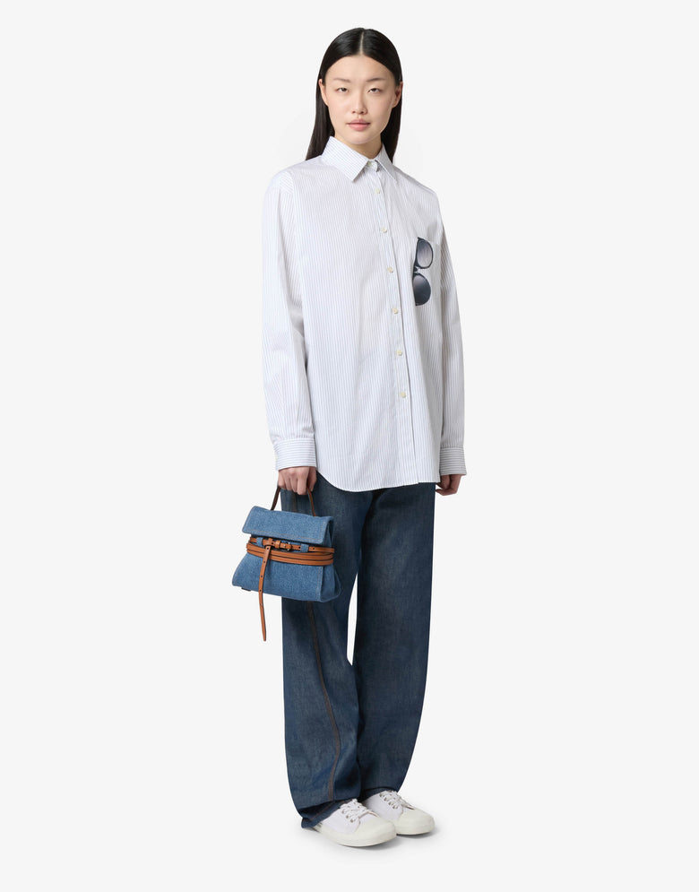Bolso de mano pequeño Moschino Tie Me Blue Denim Moschino 4