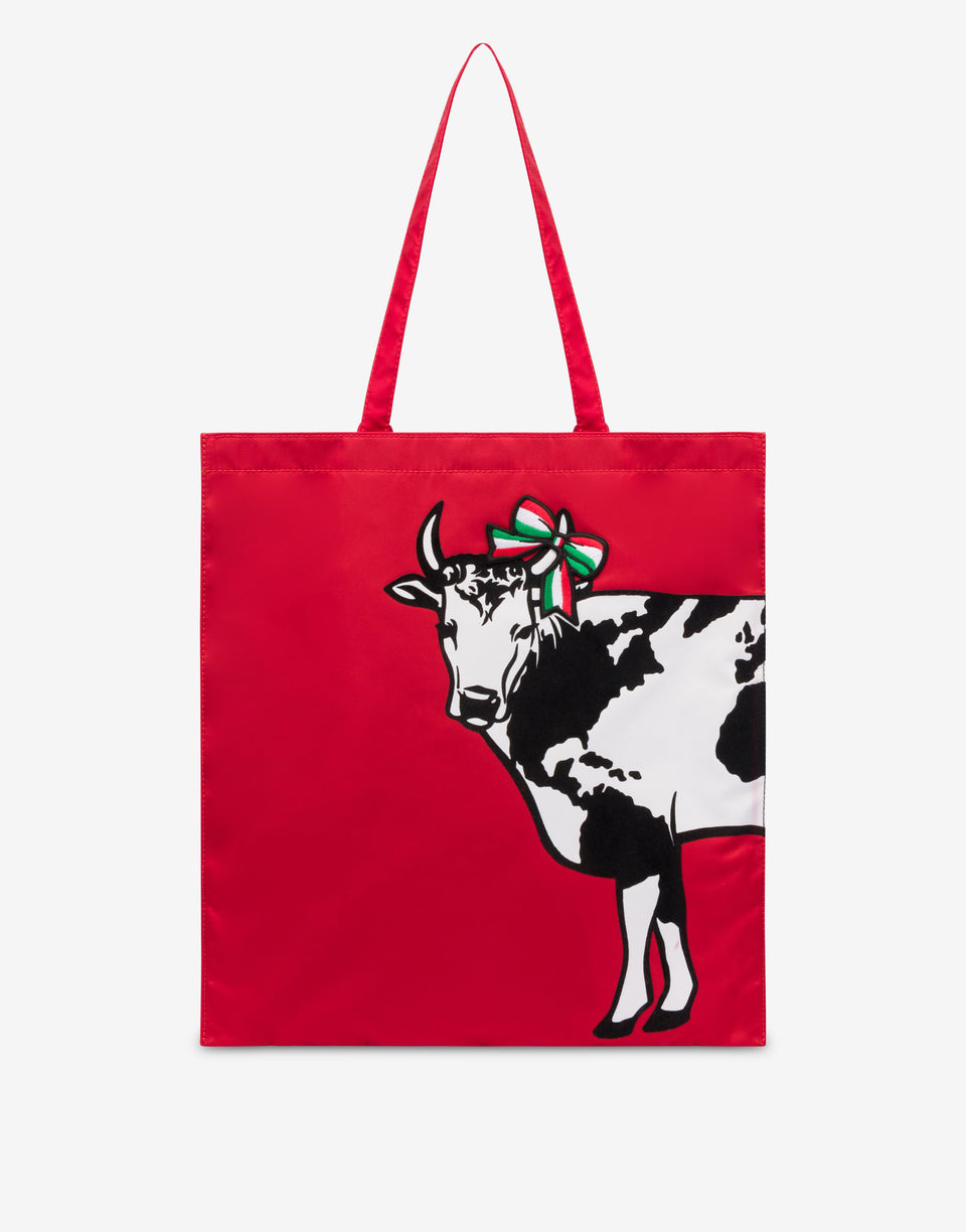 印花手提包Archive Cow 红色 Moschino 0
