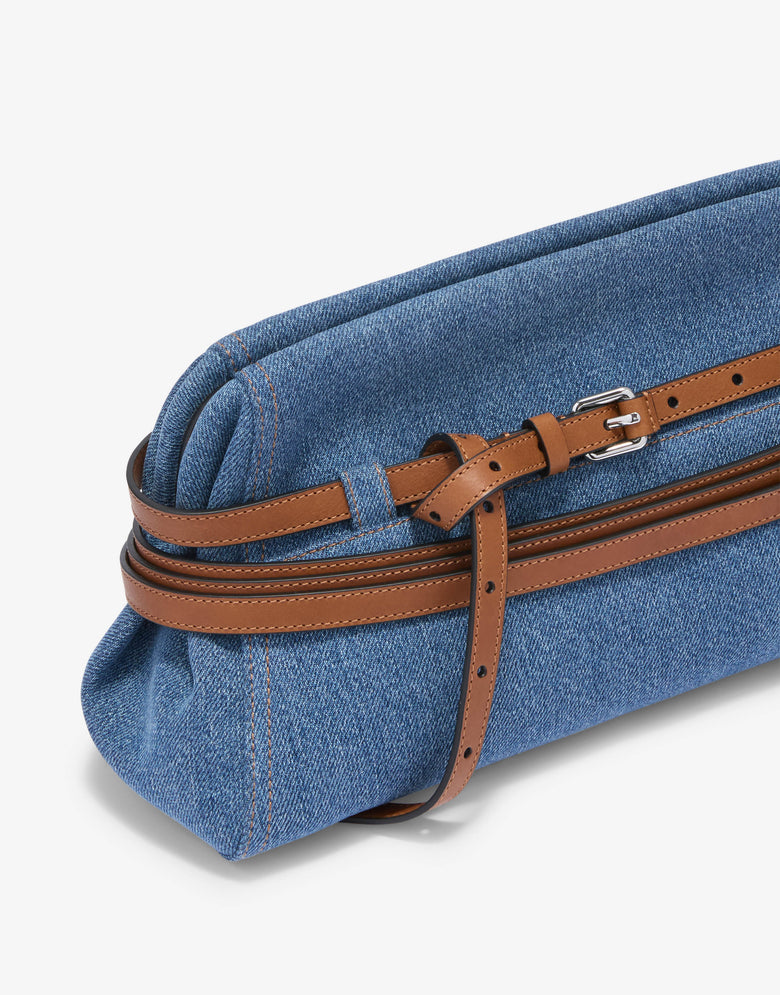 Moschino Tie Me Large Clutch Bag Blue Denim Moschino 3