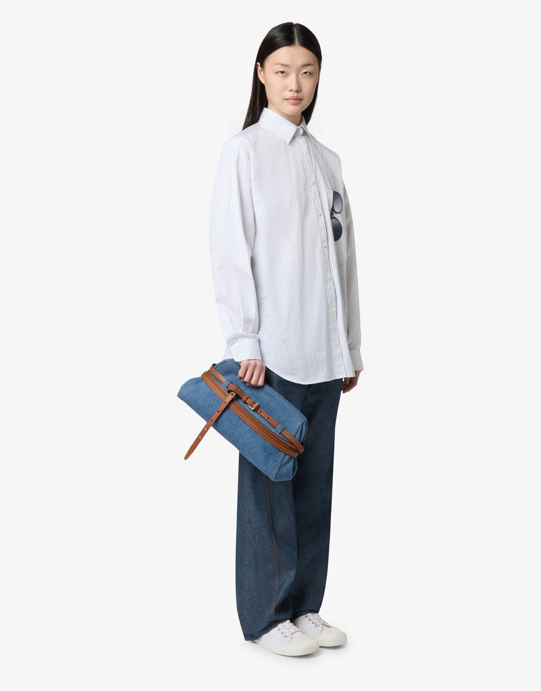Moschino Tie Me Large Clutch Bag Blue Denim Moschino 4