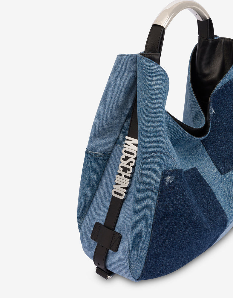 Moschino Handle Me 中号肩背包 蓝色牛仔布 Moschino 3