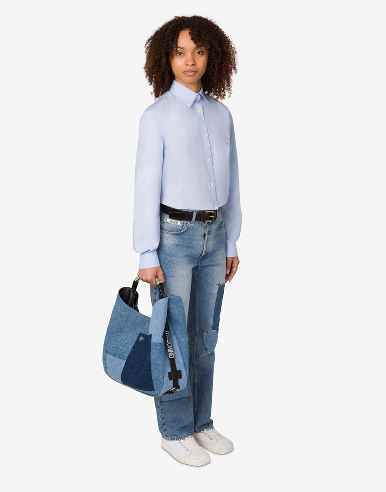 Moschino Handle Me 中号肩背包 蓝色牛仔布 Moschino 4