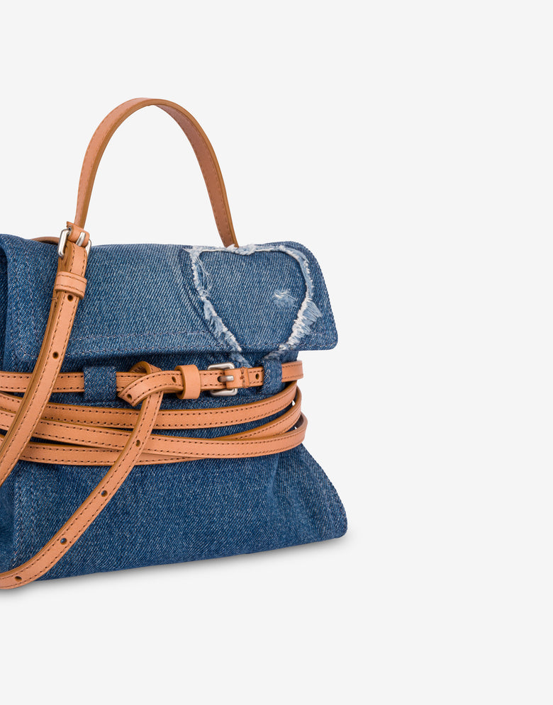 Moschino Tie Me 小手提包 蓝色牛仔布 Moschino 3