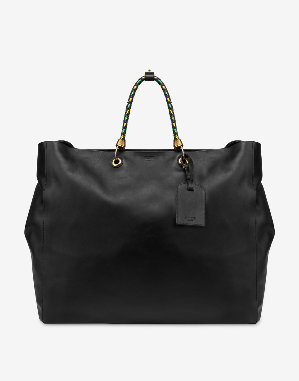 大号小牛皮购物袋 黑色 Moschino 0