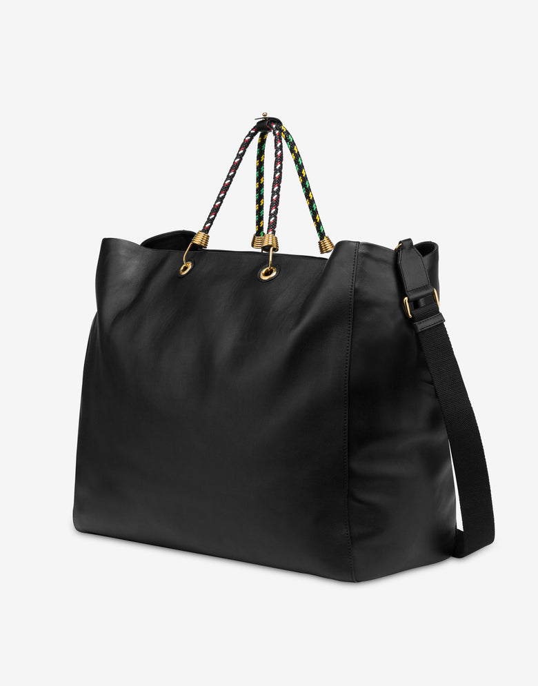 大号小牛皮购物袋 黑色 Moschino 1